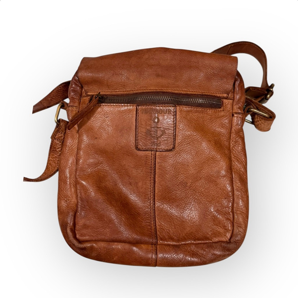 Harbour 2nd Genuine Leather Crossbody Bag Cognac Brown Messenger Satchel - Picture 6 of 9